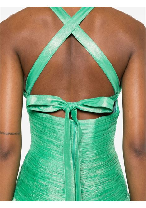 Green lamé plissé-effect gown Iris Serban - women IRIS SERBAN | 43KARINAGRN